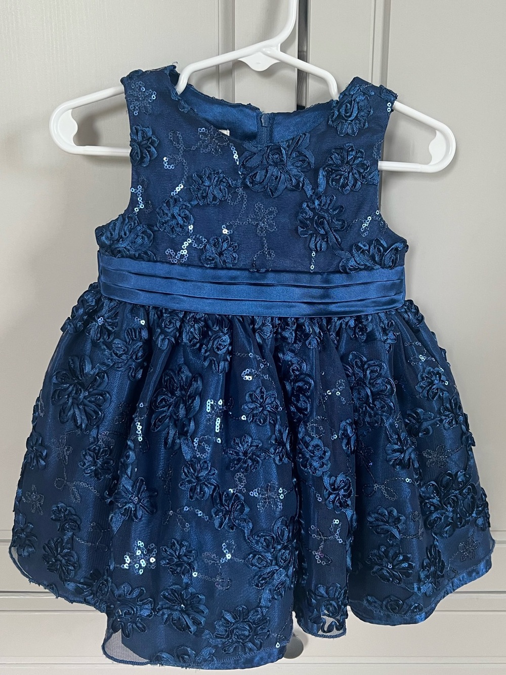 American Princess Navy Floral Sequin Dress for Girls